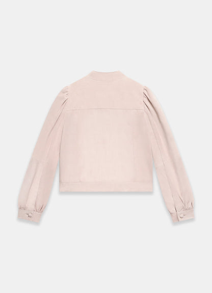 Pink Suede Puff Sleeve Jacket