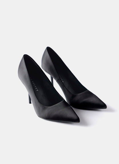 Pippa Black High Heel Court Shoes