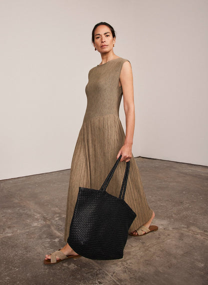 Khaki Jersey Asymmetric Dress