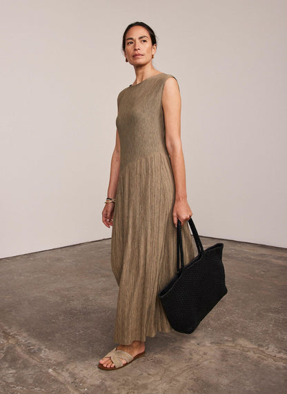 Khaki Jersey Asymmetric Dress
