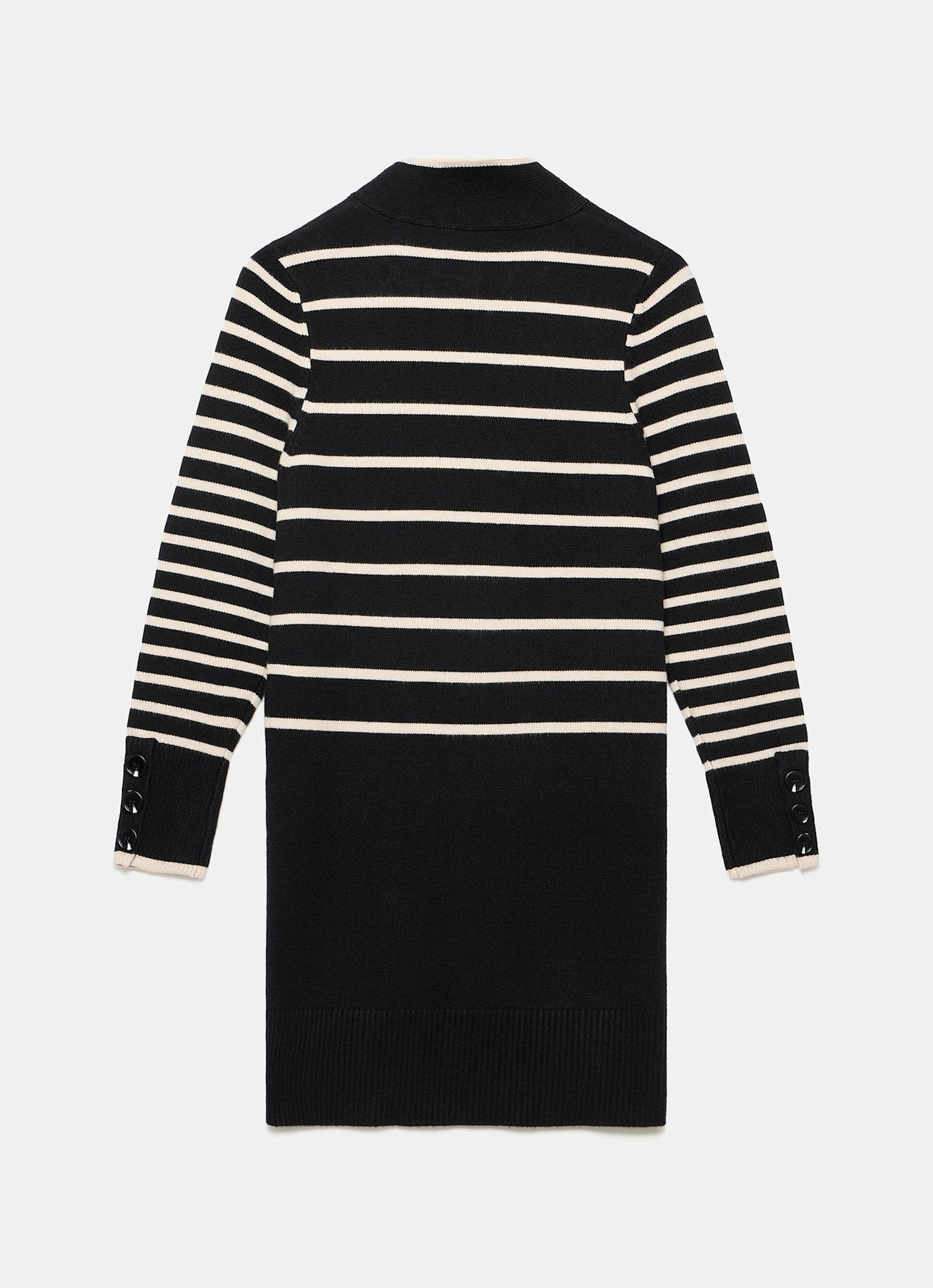 Black Striped Scarf Detail Knit Mini Dress