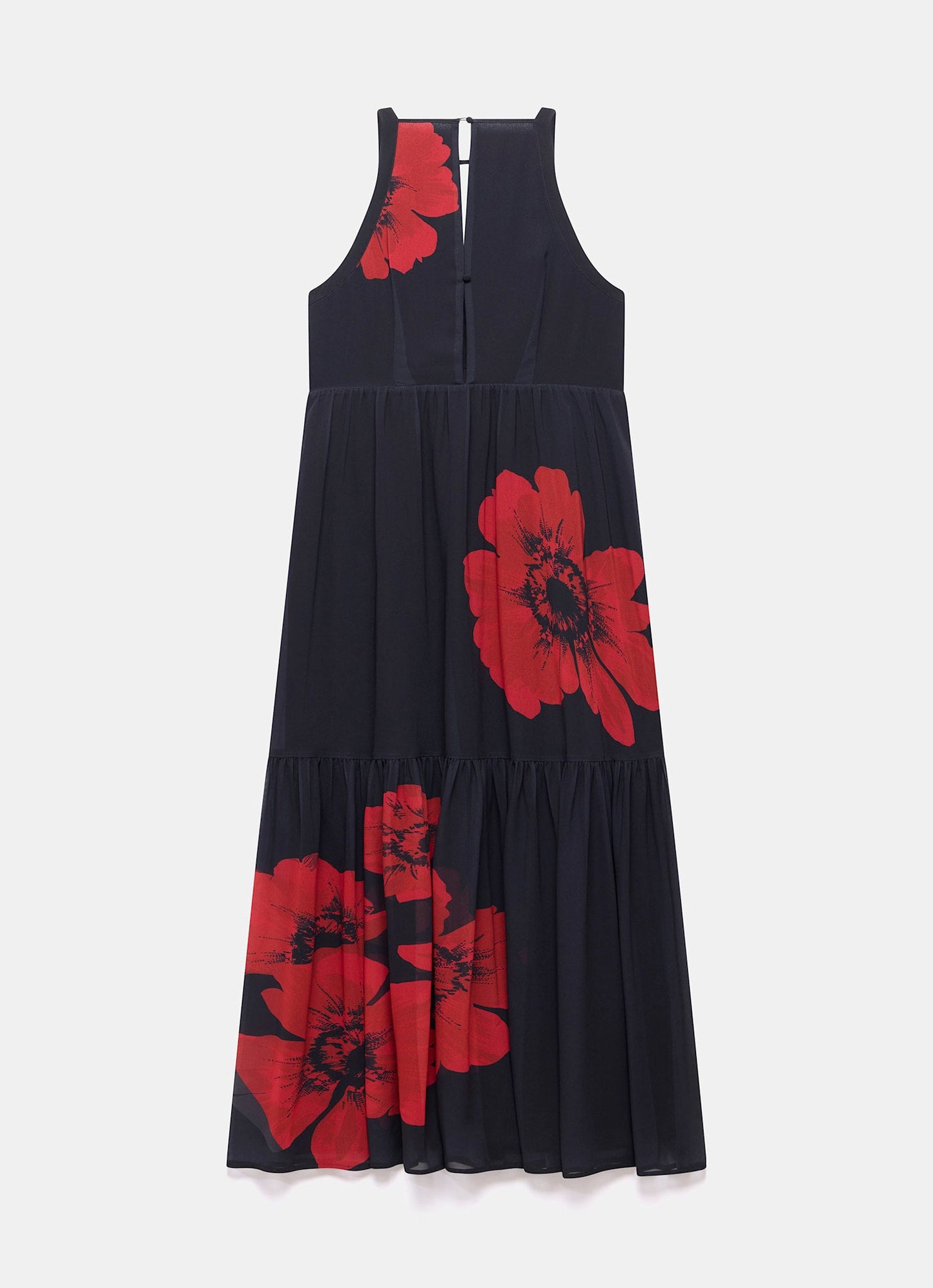 Black Floral Print Maxi Dress