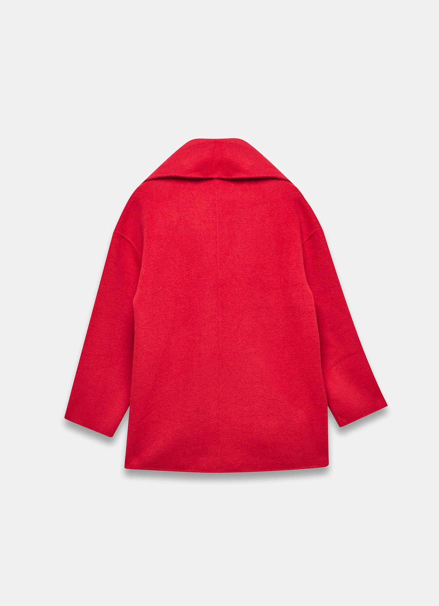 Red Wool Blend Hand Finished Scarf Coat