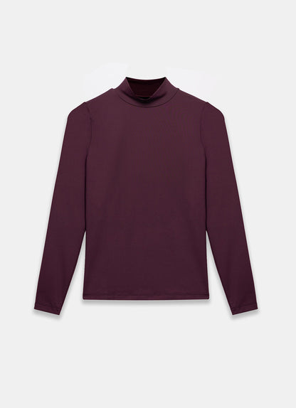 Burgundy High Neck Basic Top