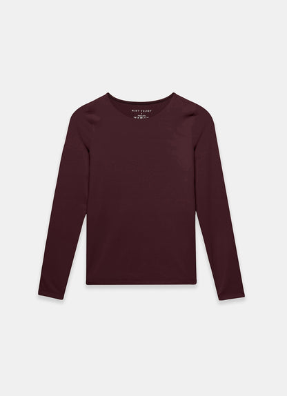 Burgundy Long Sleeve Layering Top