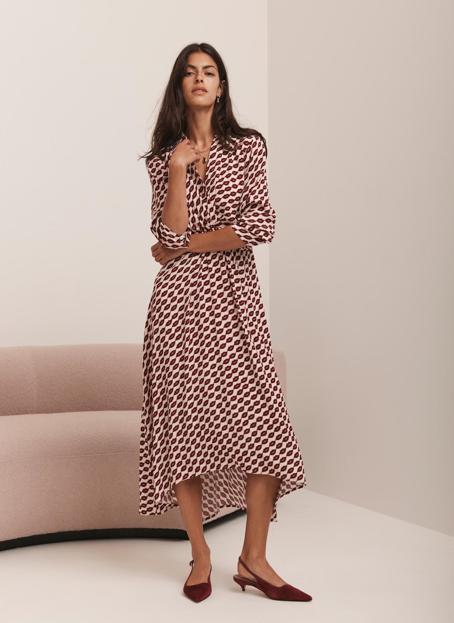 Red Lip Print Shirt Dress