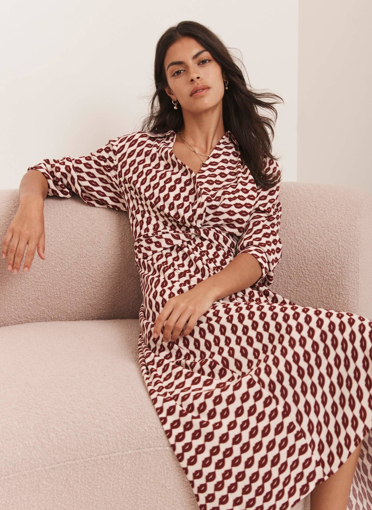 Red Lip Print Shirt Dress