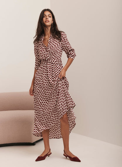 Red Lip Print Shirt Dress