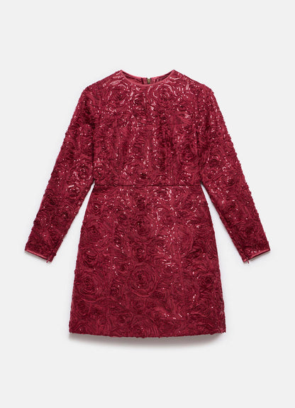 Red Sequin Applique Mini Dress