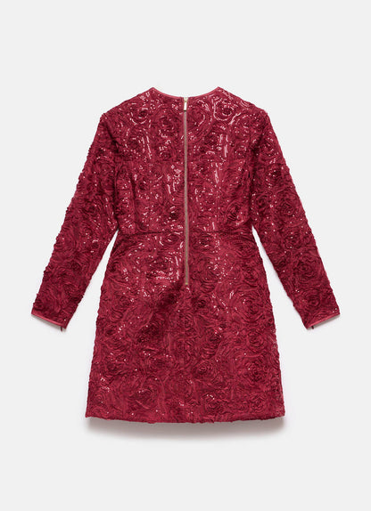 Red Sequin Applique Mini Dress