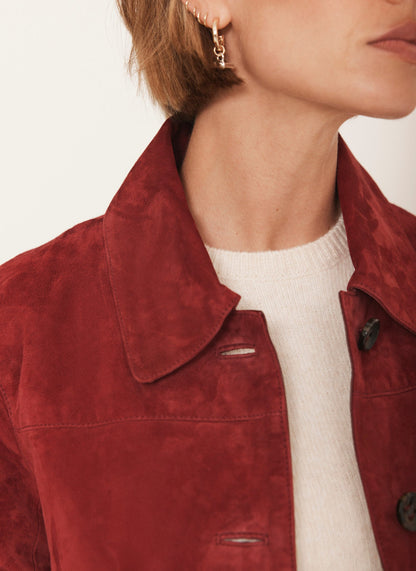 Red Suede Pocket Detail Jacket