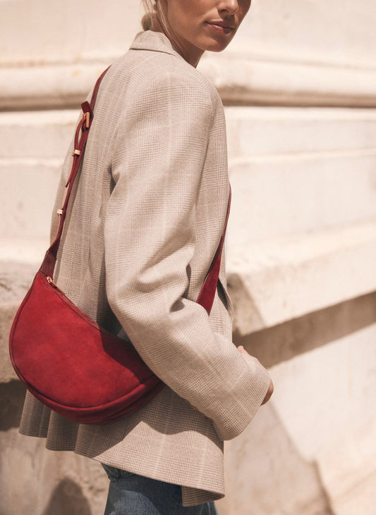 Dolly Red Suede Scoop Sling Bag