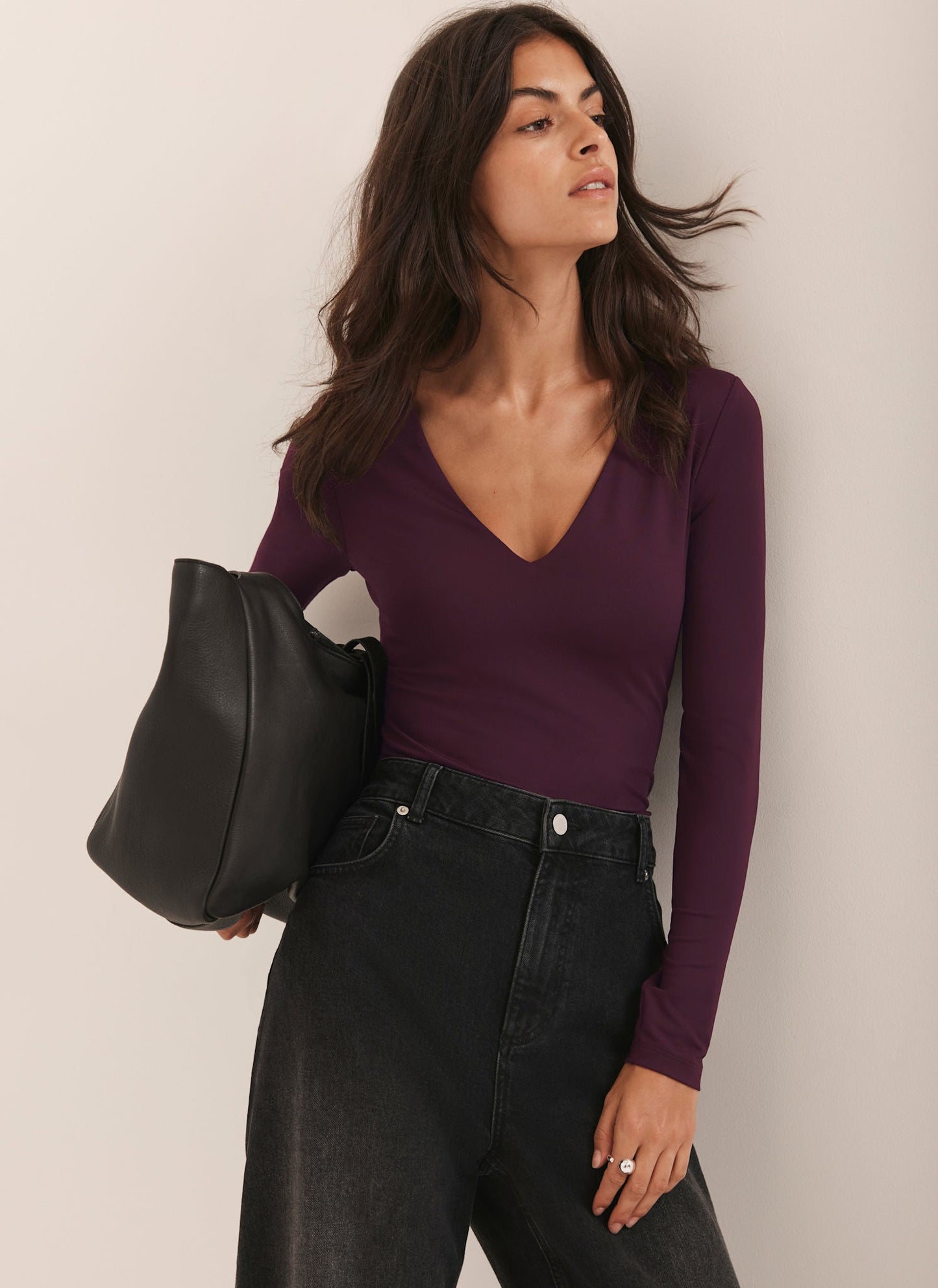 Burgundy V Neck Layering Top