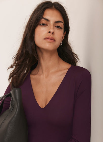 Burgundy V Neck Layering Top