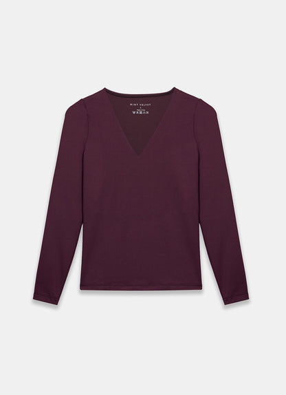 Burgundy V Neck Layering Top