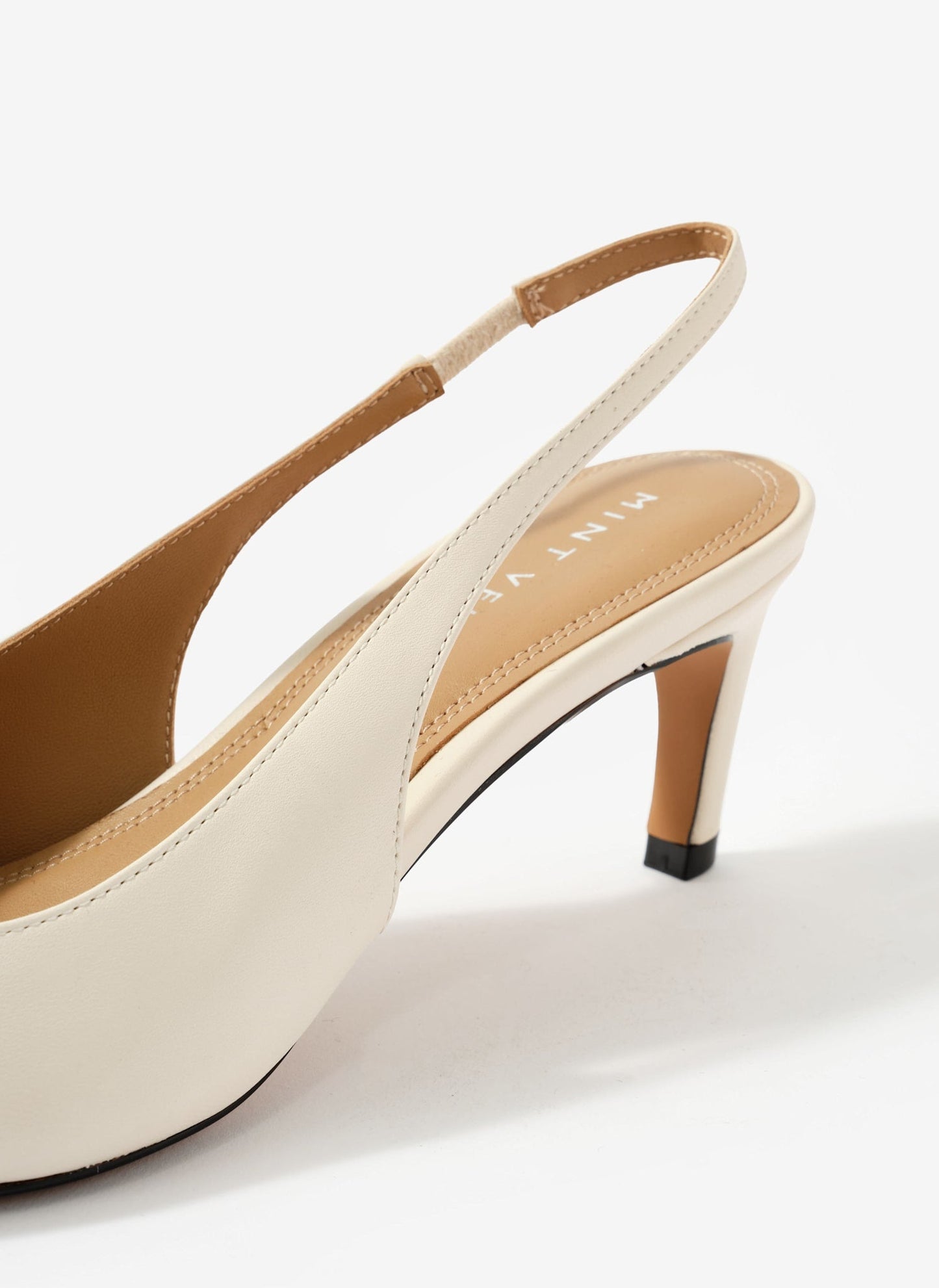 Ren White Leather Sling Back Heels