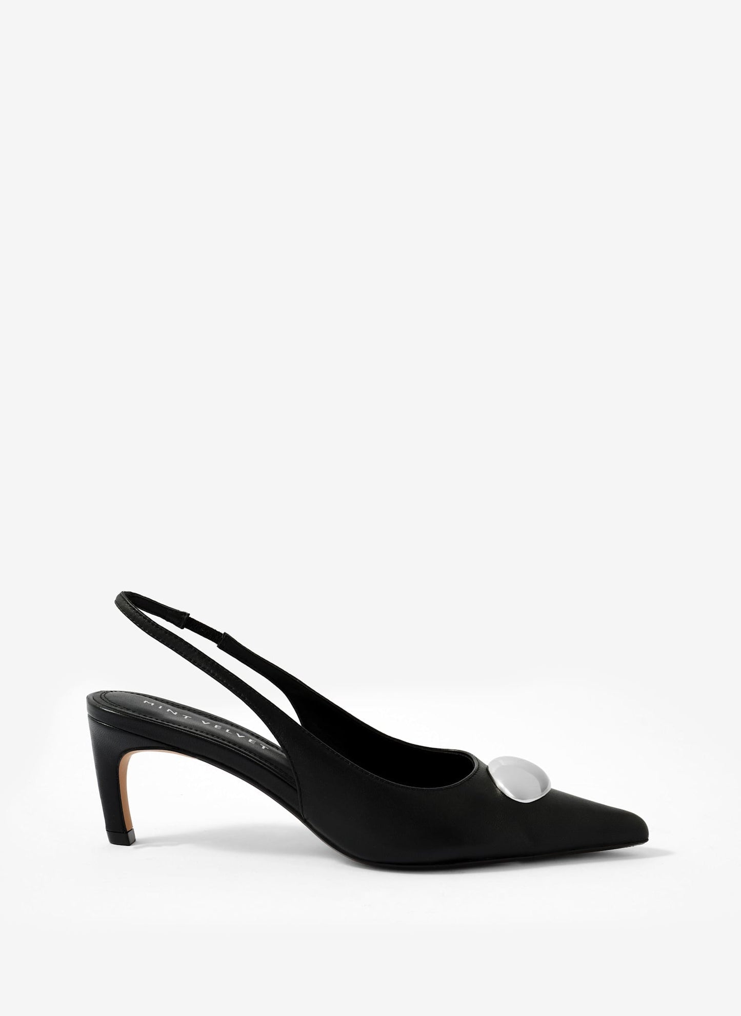 Ren Black Leather Sling Back Heels