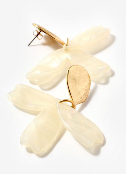 Cream Resin Floral Drop Earrings