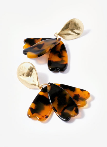Brown Resin Floral Drop Earrings