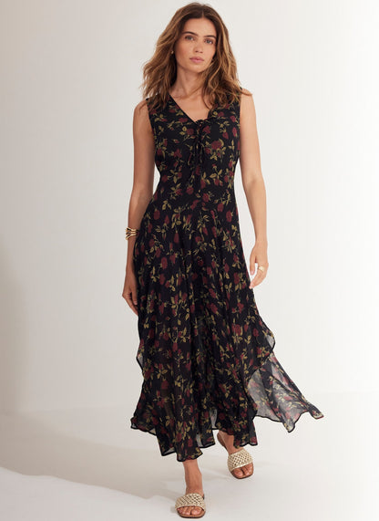 Rose Print Midi Dress