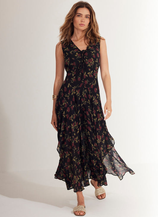 Rose Print Midi Dress
