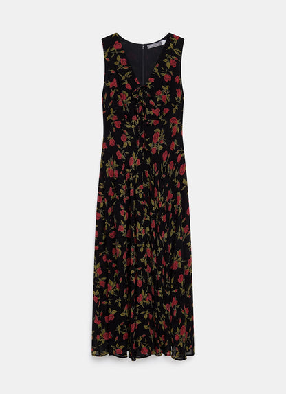 Rose Print Midi Dress