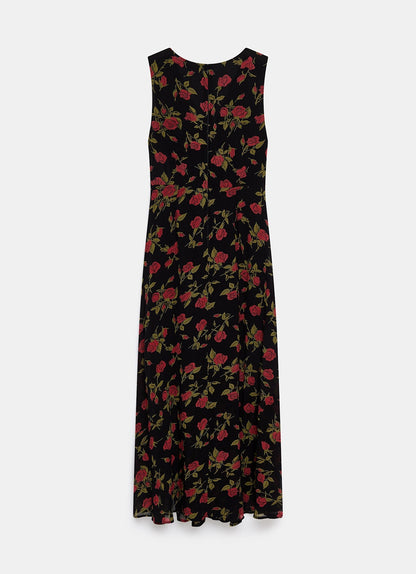 Rose Print Midi Dress