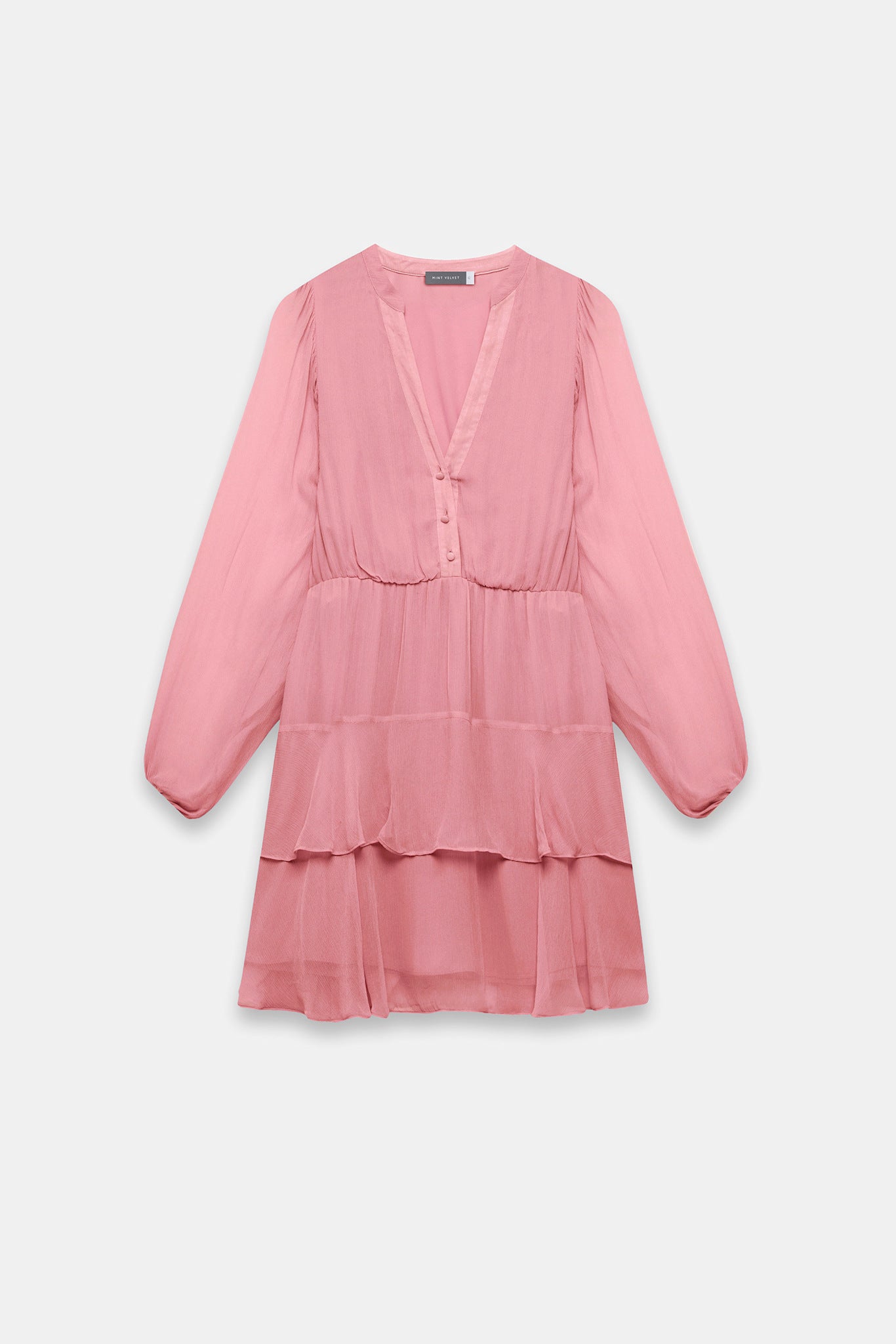 Pink Ruffle Boho Mini Dress