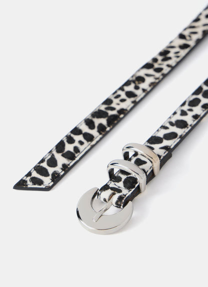 Animal Print Textured Leather Belt