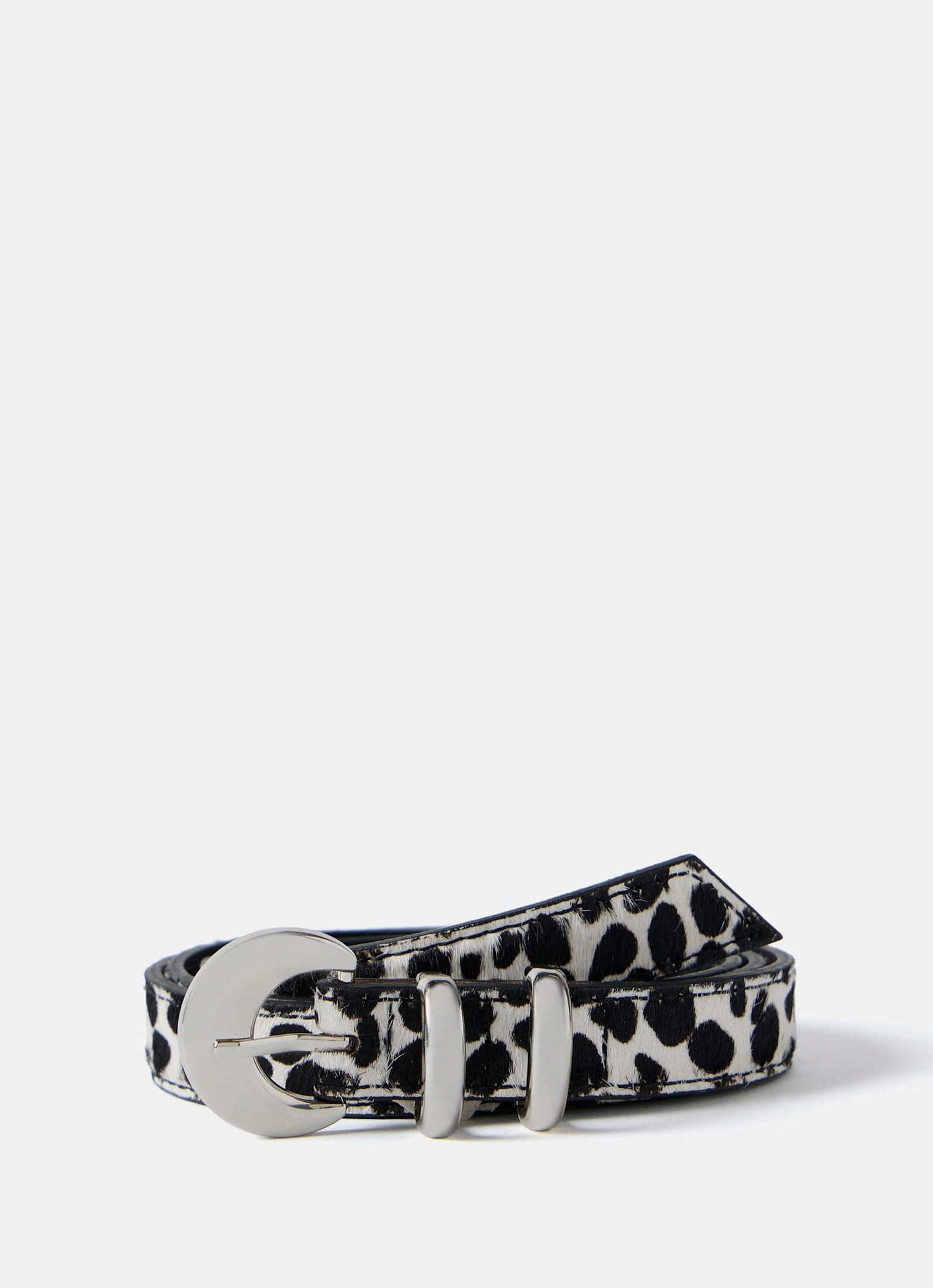 Animal Print Textured Leather Belt