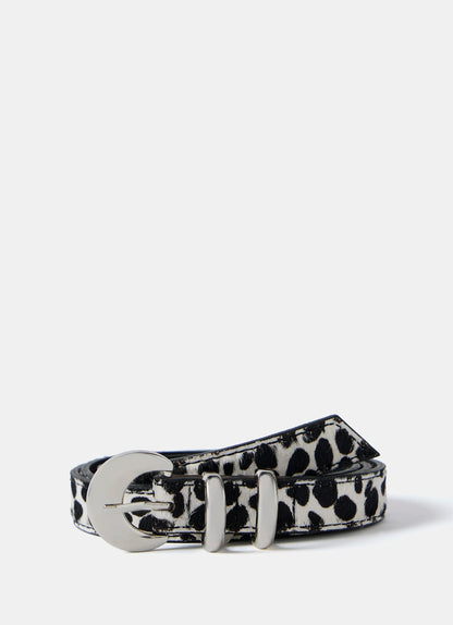 Animal Print Textured Leather Belt