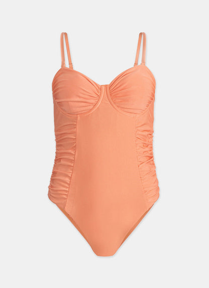 Orange Ruched Swimsuit