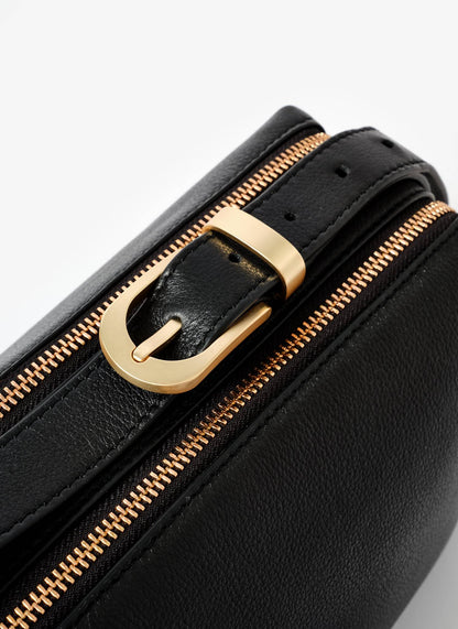 Safi Black Leather Shoulder Bag