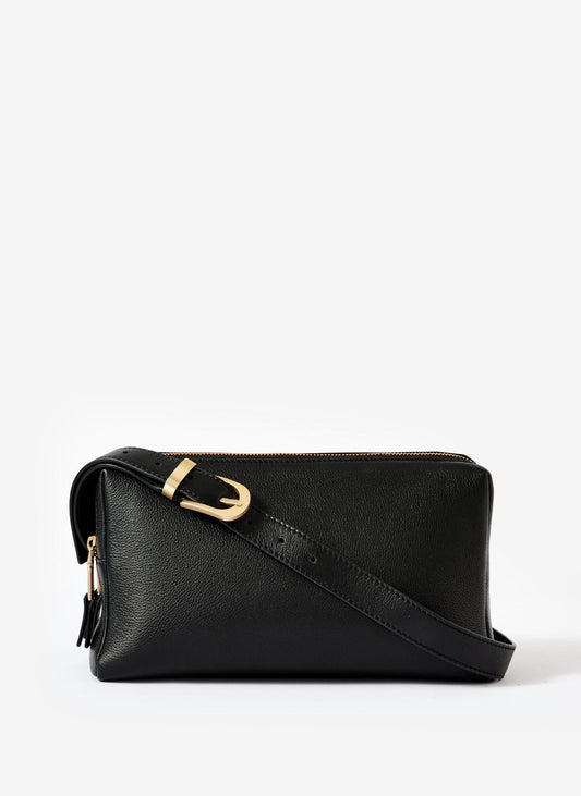 Safi Black Leather Shoulder Bag