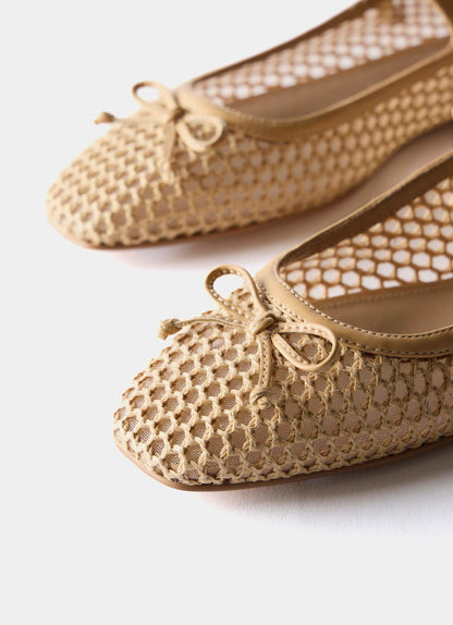 Sara Neutral Mesh Ballet Flat Shoes