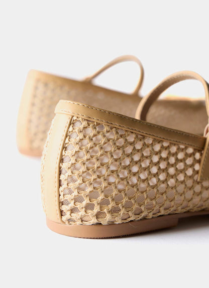 Sara Neutral Mesh Ballet Flat Shoes