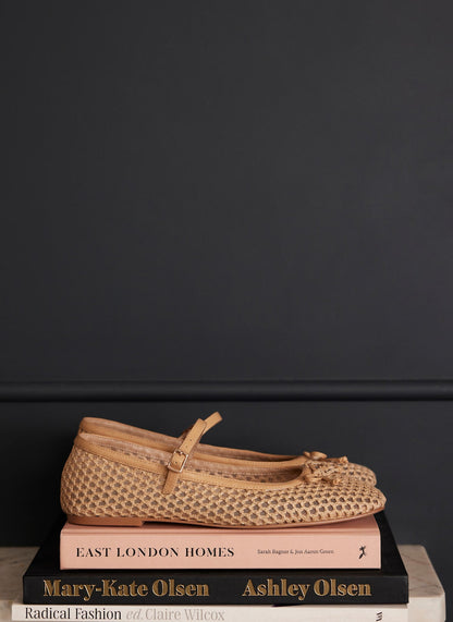 Sara Neutral Mesh Ballet Flat Shoes
