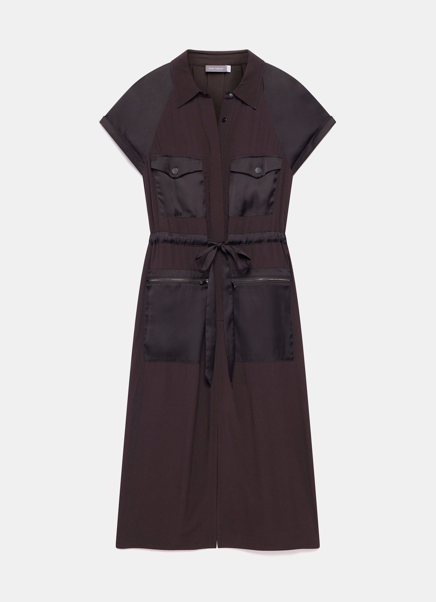 Brown Utility Midi Dress