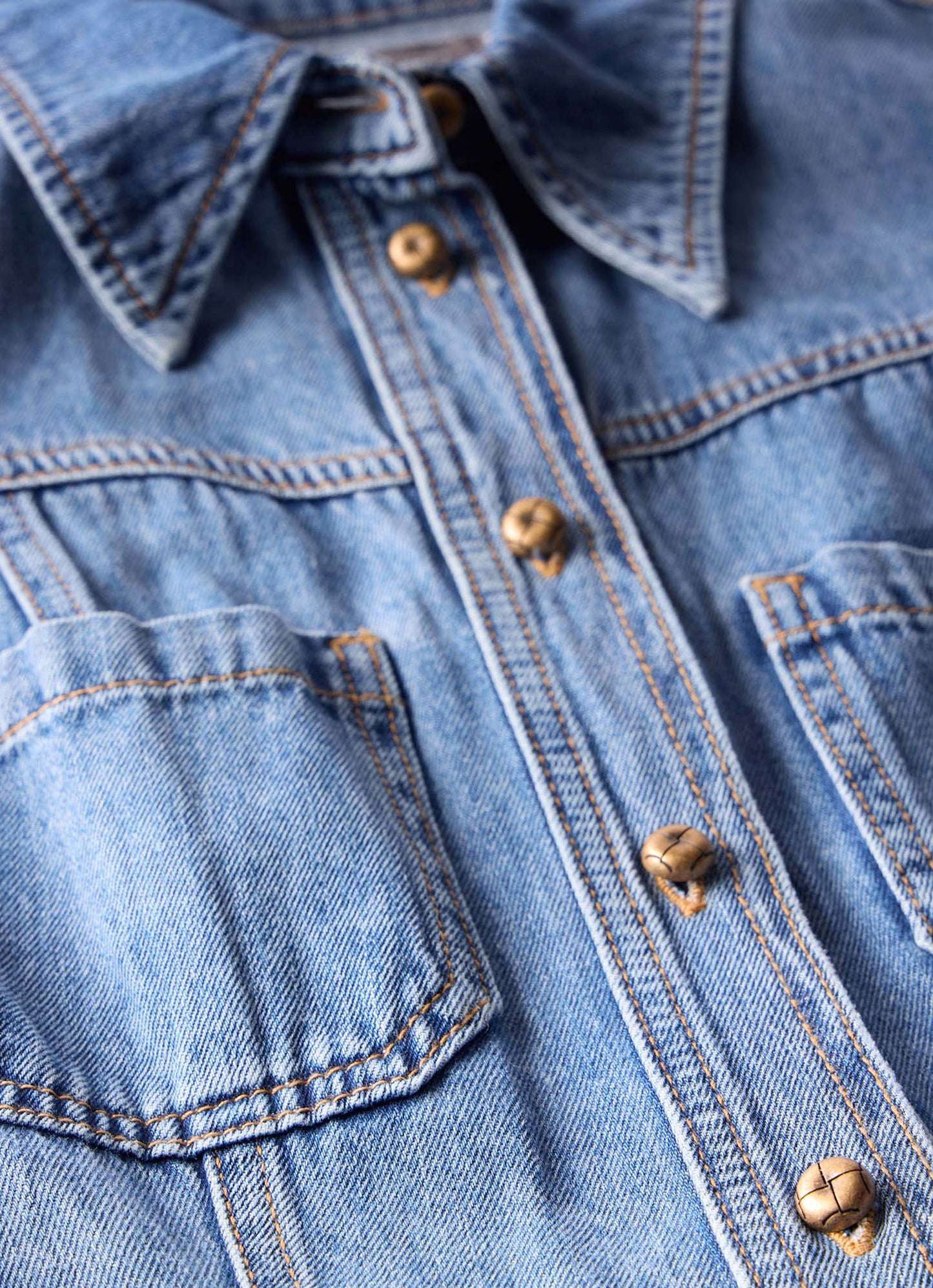 Blue Denim Midi Shirt Dress