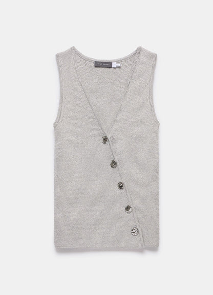 Silver Knit Asymmetric Waistcoat