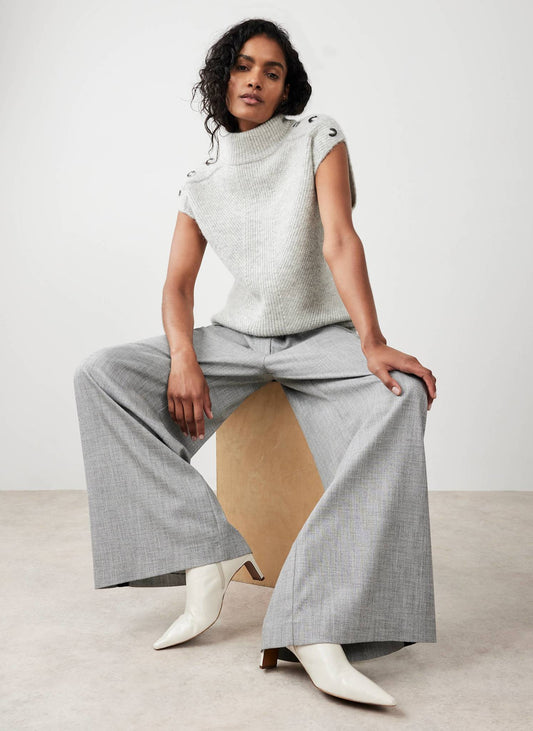 Grey Sleeveless Wool Blend Top