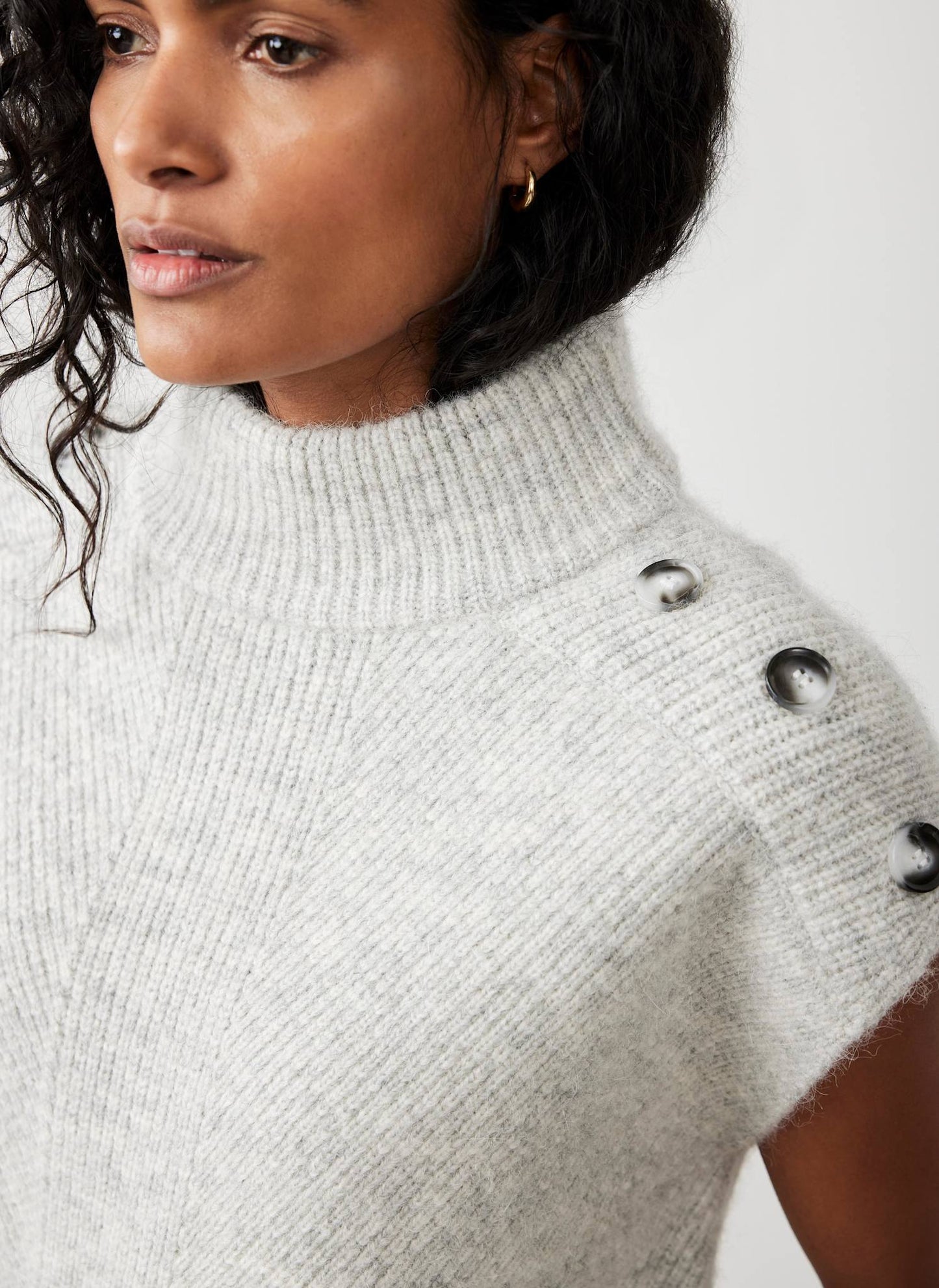 Grey Sleeveless Wool Blend Top