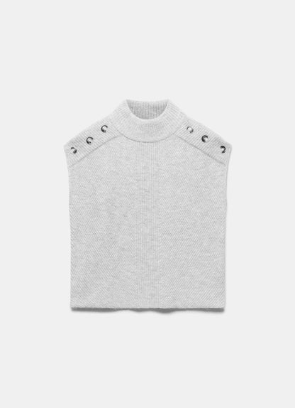 Grey Sleeveless Wool Blend Top
