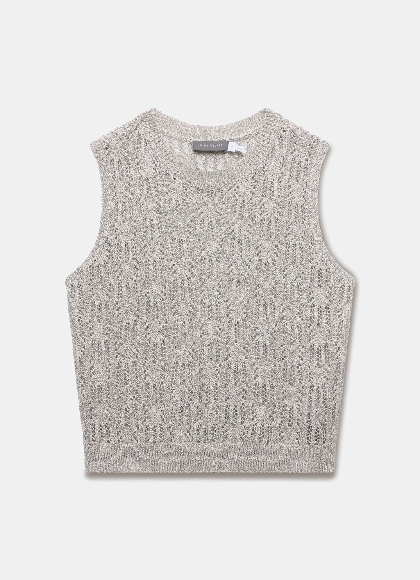 Silver Metallic Knit Tank Top