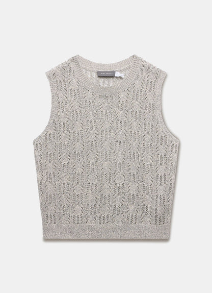 Silver Metallic Knit Tank Top