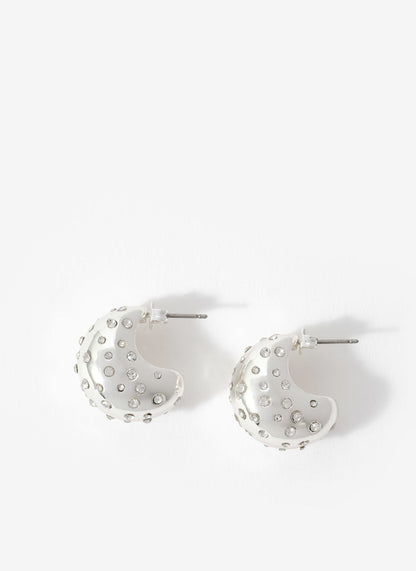 Silver Tone Crystal Statement Earrings