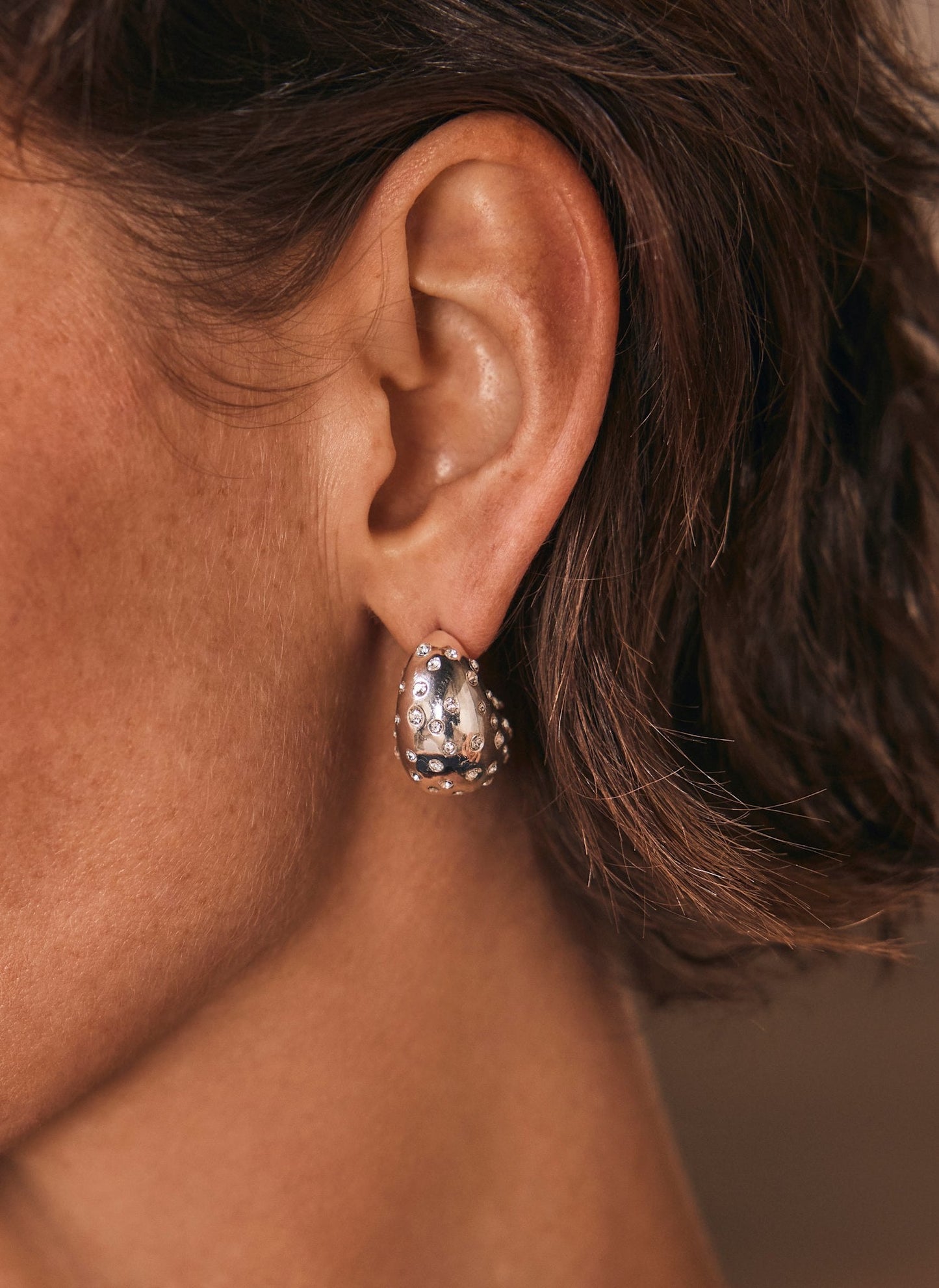 Silver Tone Crystal Statement Earrings