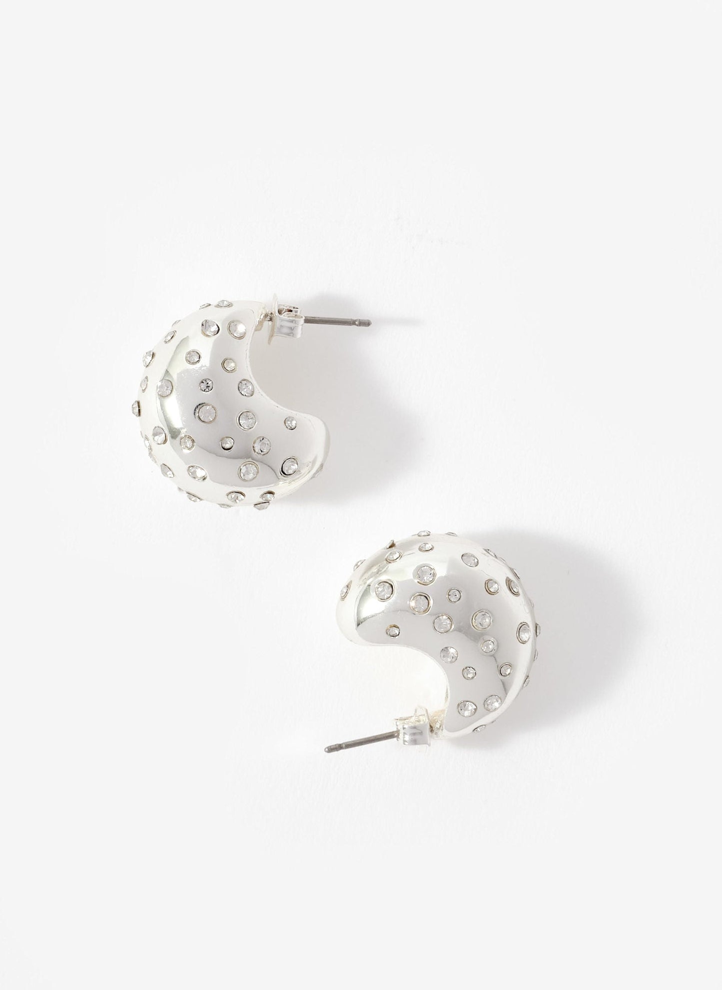 Silver Tone Crystal Statement Earrings