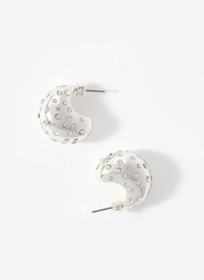 Silver Tone Crystal Statement Earrings