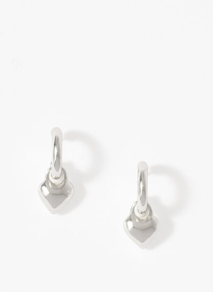 Silver Tone Heart Hoop Earrings